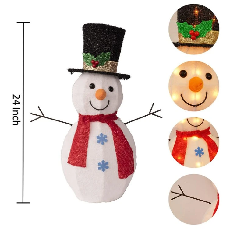 LED Snowman Party Tinsel Indoor Stakes Festival Supplies Metal Snowman Foldable Christmas Motif Light Decoration