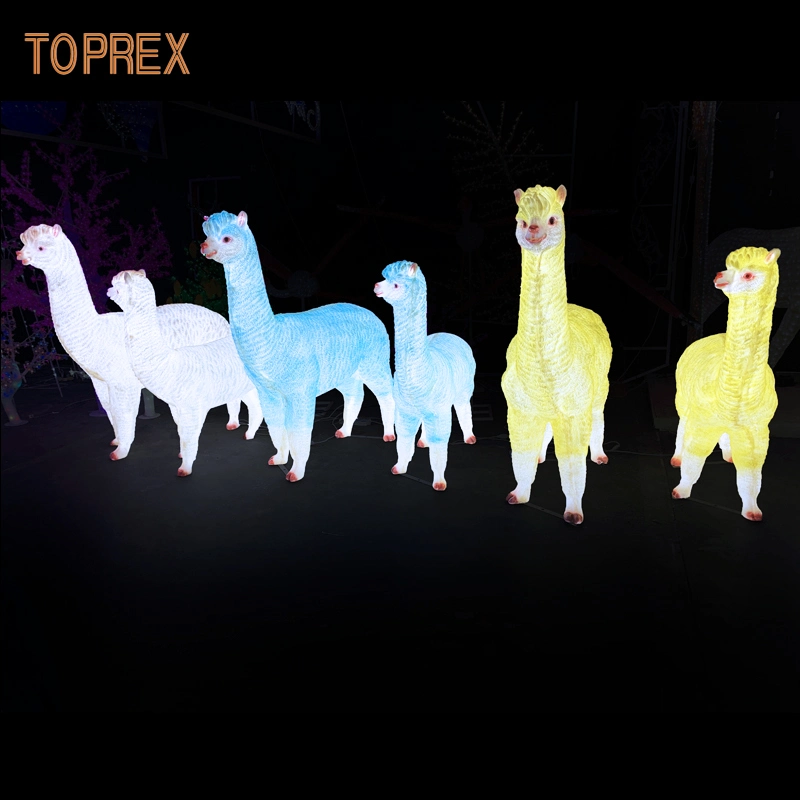 New Designs Wholesale Outdoor Large Lighted Resin Craft Alpaca Animals Lights