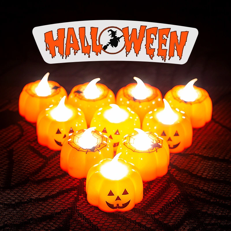 Dekoration Tischtattoo Halloween Leuchtende Kürbis Laterne Kerze Batteriebetrieben LED-Teelicht