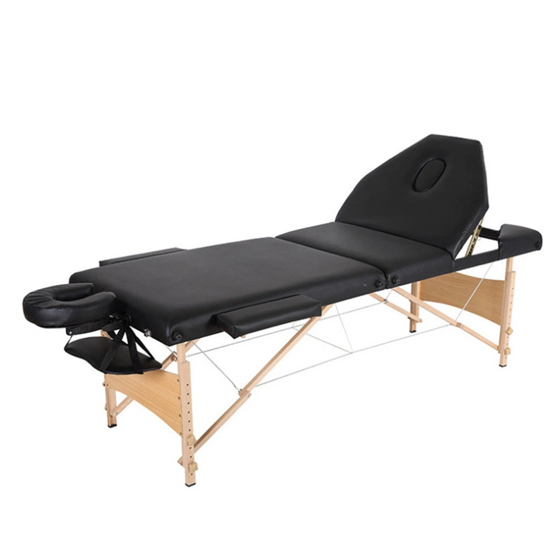 Hot selling dobrável 3 Secção Madeira Massagem Cama esquina redonda Mesa de mobiliário para Equipamento de couro para Beleza, Salon (ZG28-006)