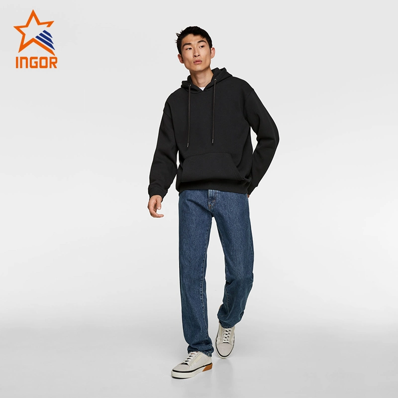 Vêtements de gros de la Chine usine Ingorsports Vêtements Hoody Logo personnalisé vierge ordinaire solide pull Hoodie
