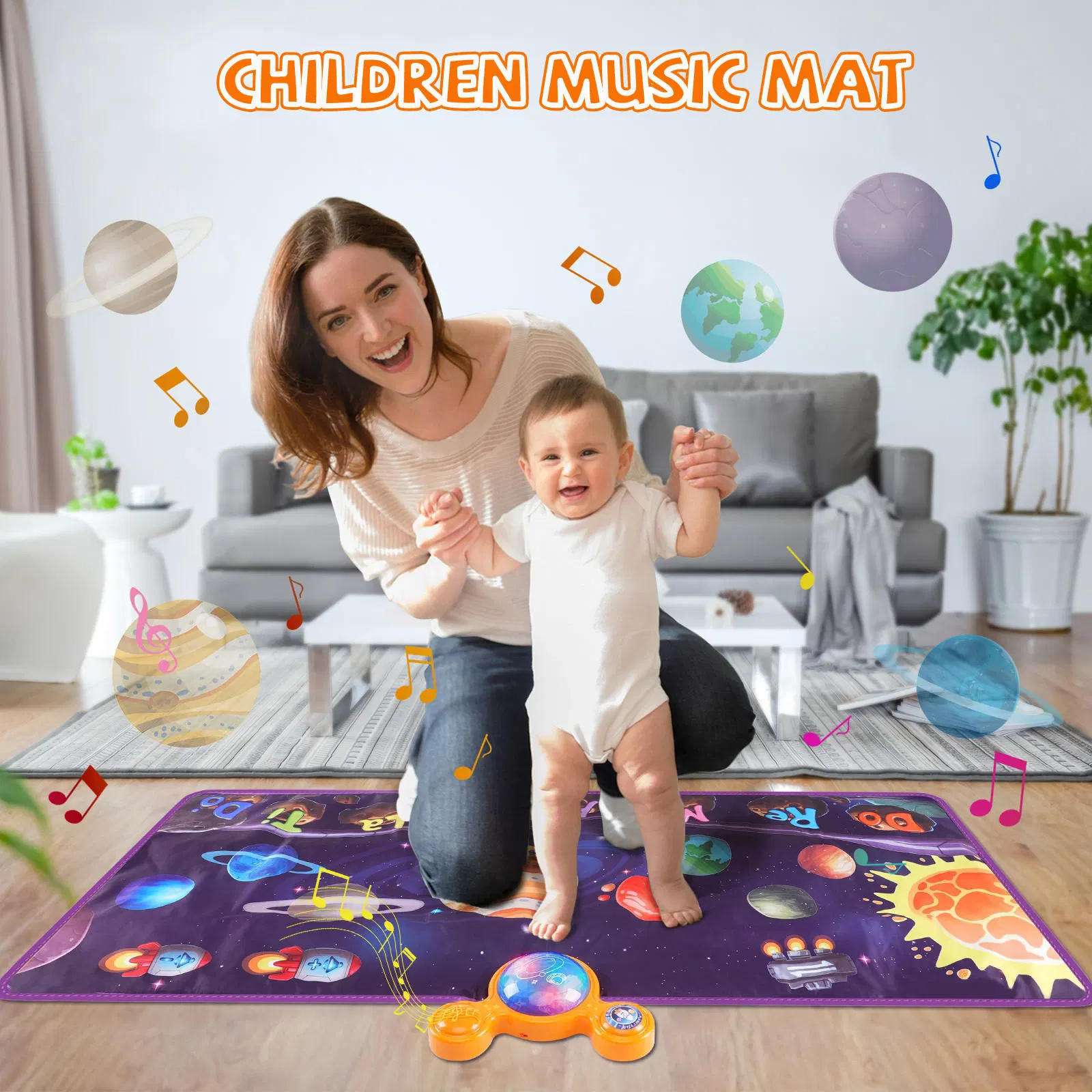 Imaginative Space Planet Electronic Dance Pad Foldable Blanket Educational Q & a Interactive Children&prime; S Music Mat Toys with Lights