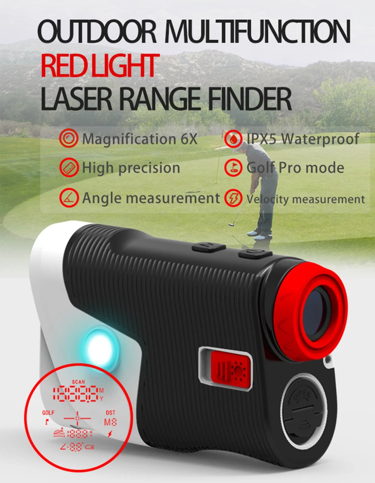 1000 Yard Range Outdoor Distance Meter Archery Telescope Hunting with Slope Golf Laser Rangefinder