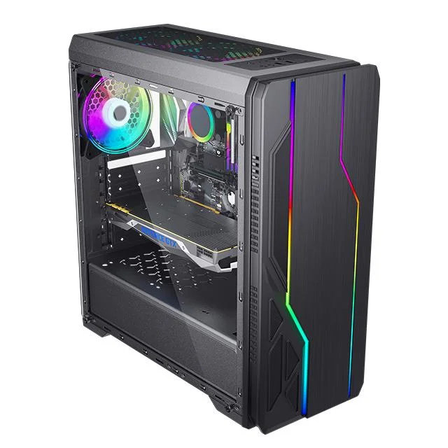 RGB Itx/Matx/ATX Gaming PC Case Front Panel Two RGB Strip Side Tempered Glass