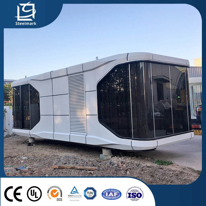 Customized Prefab Intelligent Furniture Mobile Modular Home 2 Bedrooms Aluminum Alloy Capsule House with Balcony