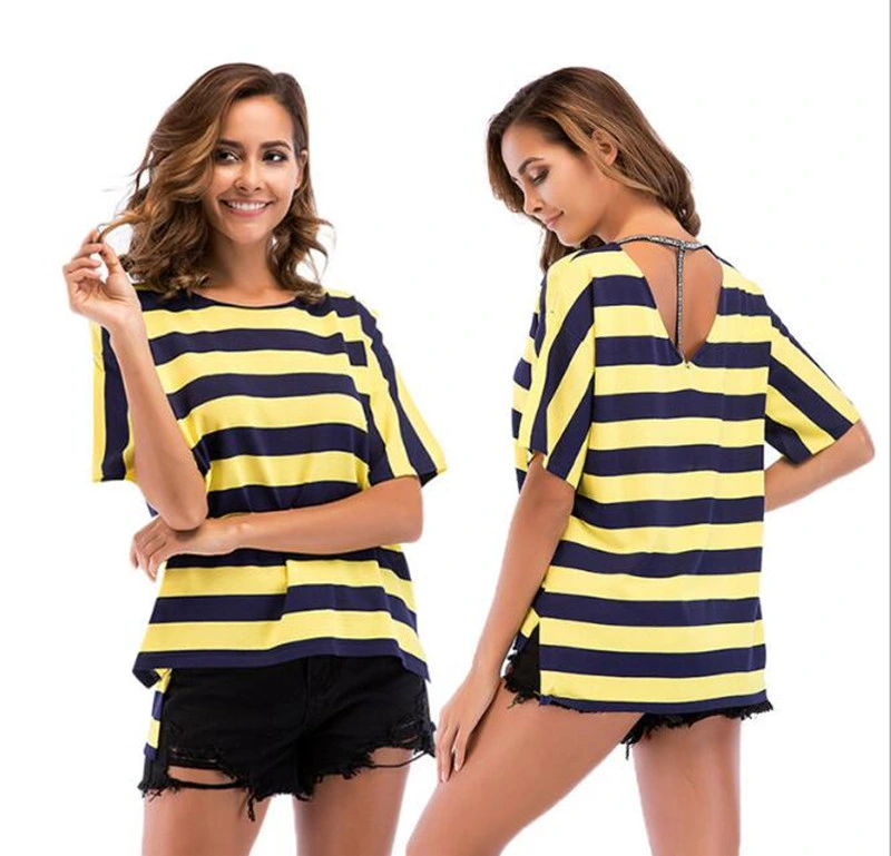 Custom Cotton Wholesale Plain Stripe Tshirt