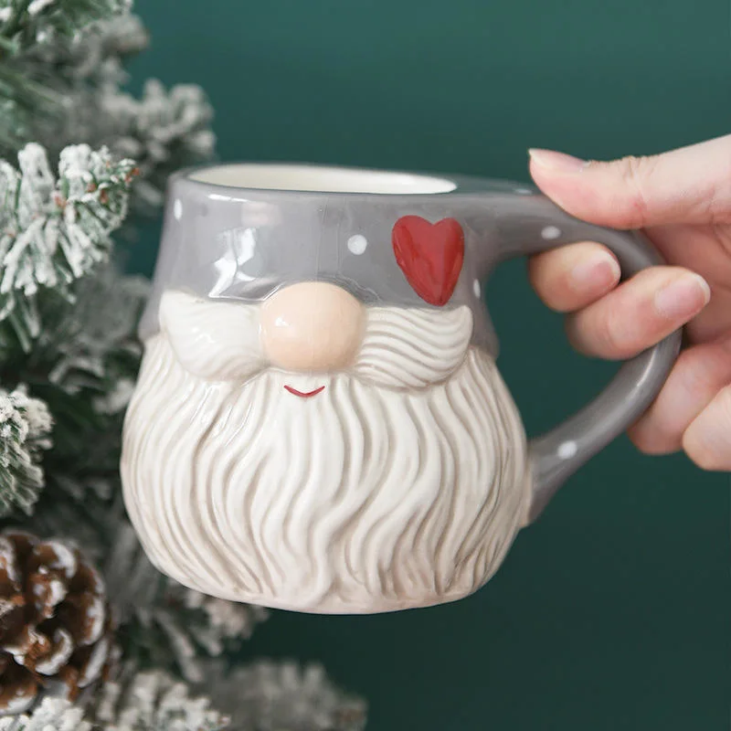 Wholesale/Supplier Christmas Coffee Hand Painting Cut Dwarf Santa Design Ceramic Mug Holiday Party