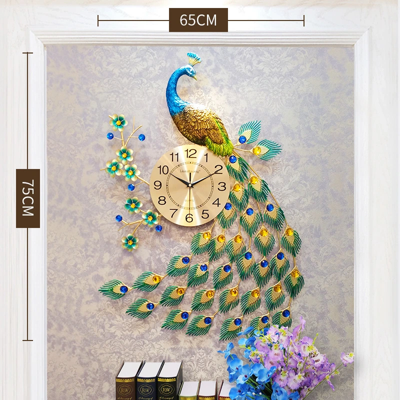 New Design European Fancy Makeup European Style Peacock Wall Clock