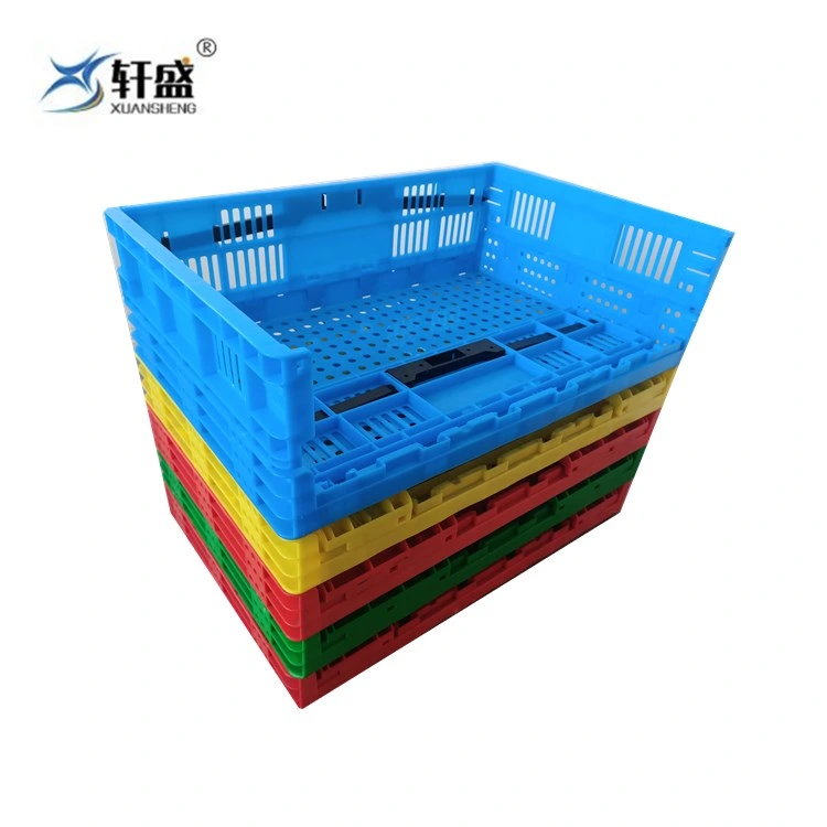 Folding Plastic Turnover Basket Quare Storage Stacking Basket with Holes