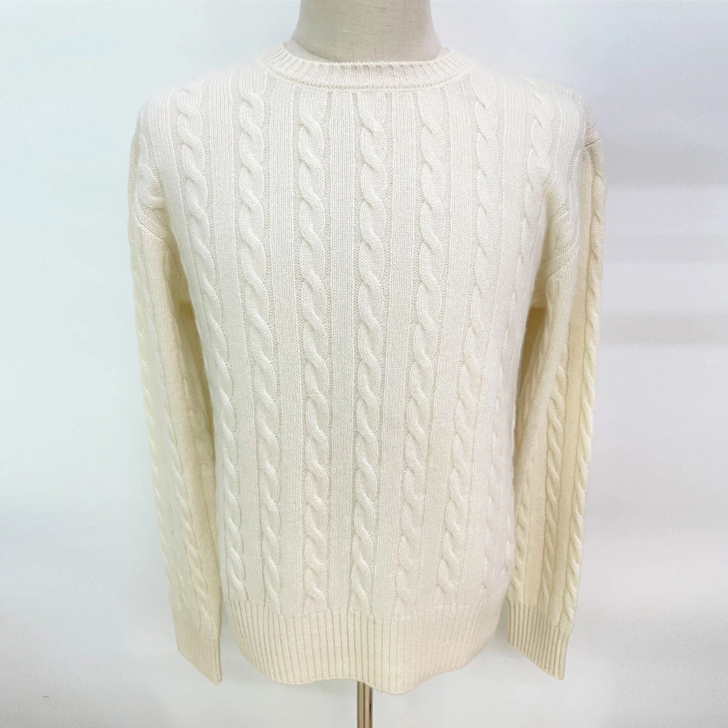 Фабрика Прямая продажа 100% Pure Cashmere Cable Rib Мужская свитер 2слойность