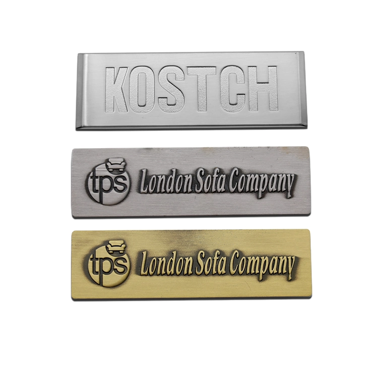 China Manufacturer Furniture Kitchenware Door Fashion Clothing Handbag Shoes Zinc Alloy Metal Label Appliance Plate Company Logo Name Pin Tag