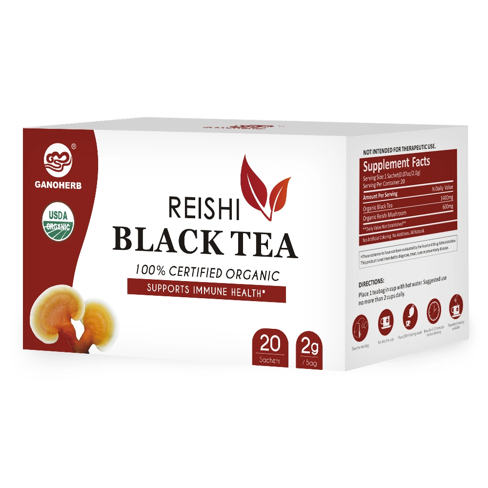 USDA Certificated Organic Immune Support Herbal Reishi Black Tea Ganoderma Tea