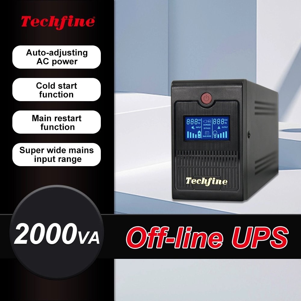 مزود طاقة Techfine 650va Line Interactive UPS لجهاز الكمبيوتر المنزلي مزود طاقة UPS غير متصل بالشبكة