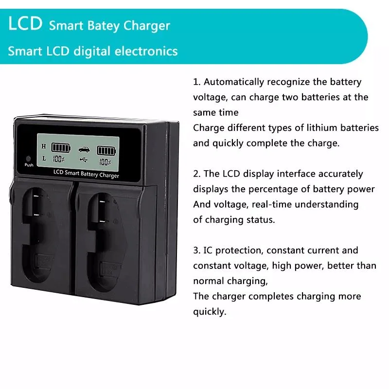 Quick Dual Charger with LCD screen Lp-E4 Lp-E4n Lpe4 Batteries for Canon 1d Mark III DSLR 1d X EOS-1d X Digital Cameras