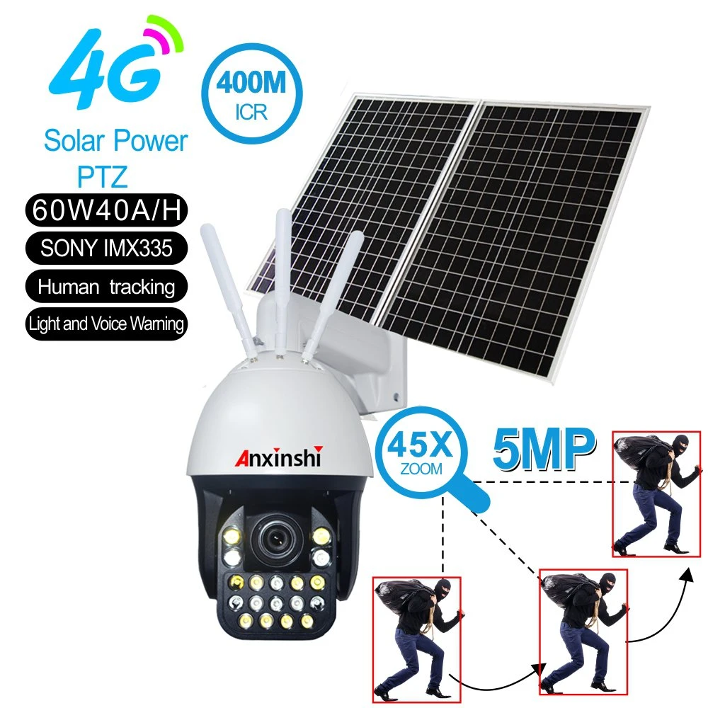 الإصدار الليلي 400 متر كاميرا لاسلكية 4G بدقة 5 ميغابكسل 45x كاميرا الأمان ZOOM Solar