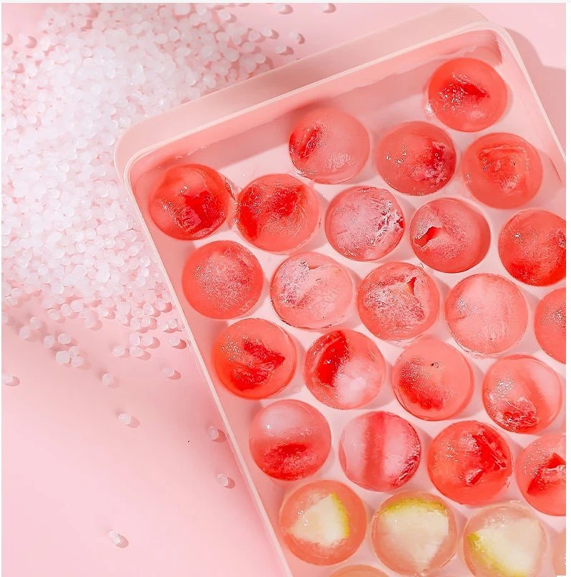 BPA Free Plastic Mini Round Ice Ball Maker Mold Ice Cube Tray with Lid and Bin Ice Scoop