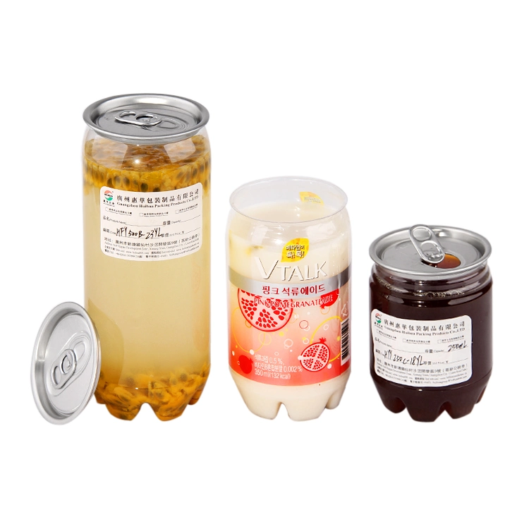 Transparent Pet Plastic Easy Open Tin Can for Soft Drink, Juice, Soda