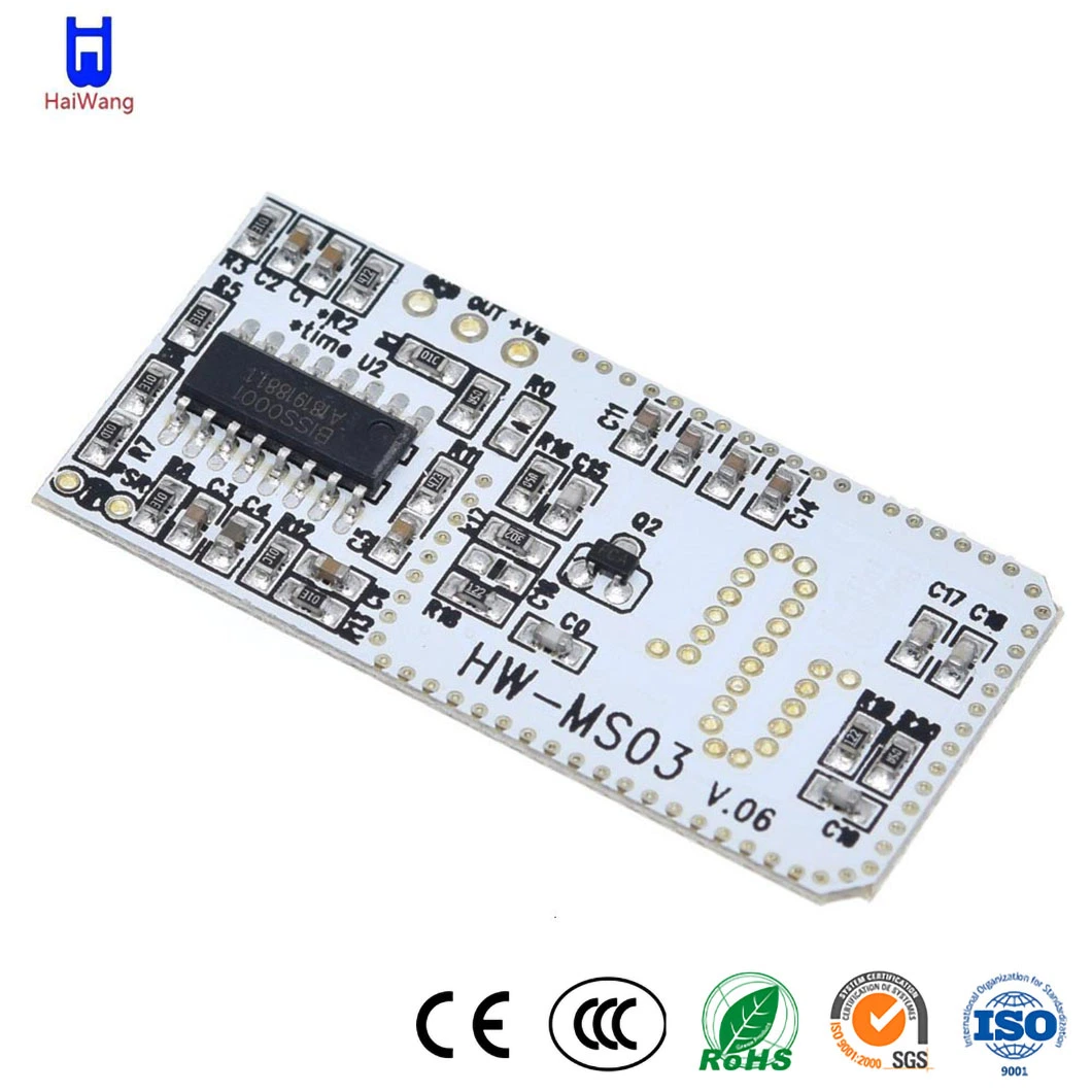 Doppler de microondas Haiwang China proveedores Sensor de alta calidad 3,7 V-24V de CC Rango de entrada Hw-Ms03 PCB Sensor de microondas para el módulo de electrodomésticos inteligentes