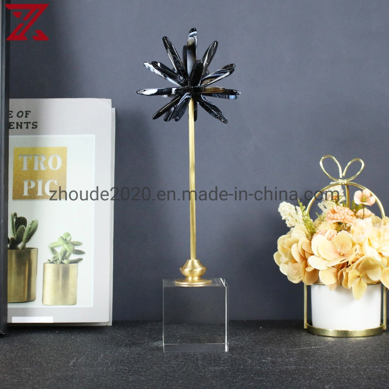 Modern Luxury Glass Base Natural Spar Decorations for Office Desktop Ornaments Crafts