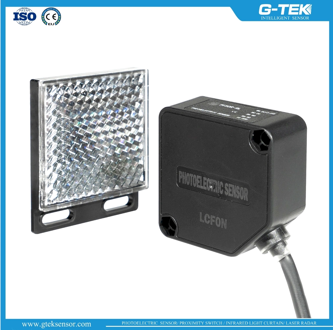 Durable IP67 Mirror Reflection Photoelectric Sensor for Access-Controlled Sectional Door