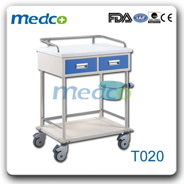 Manufacturer Painted Steel Treatment Hospital Crash Cart Medical Trolley with Key