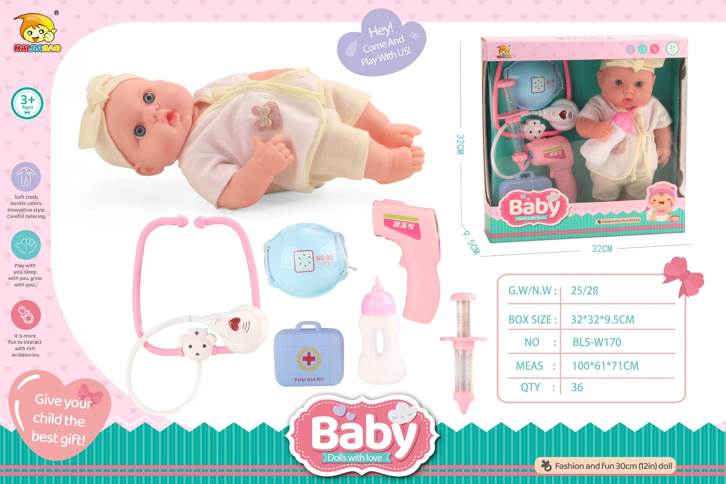 Simulación Doctor Play Set bebé Enfermera Muñecas chica juguete para Papel de niño