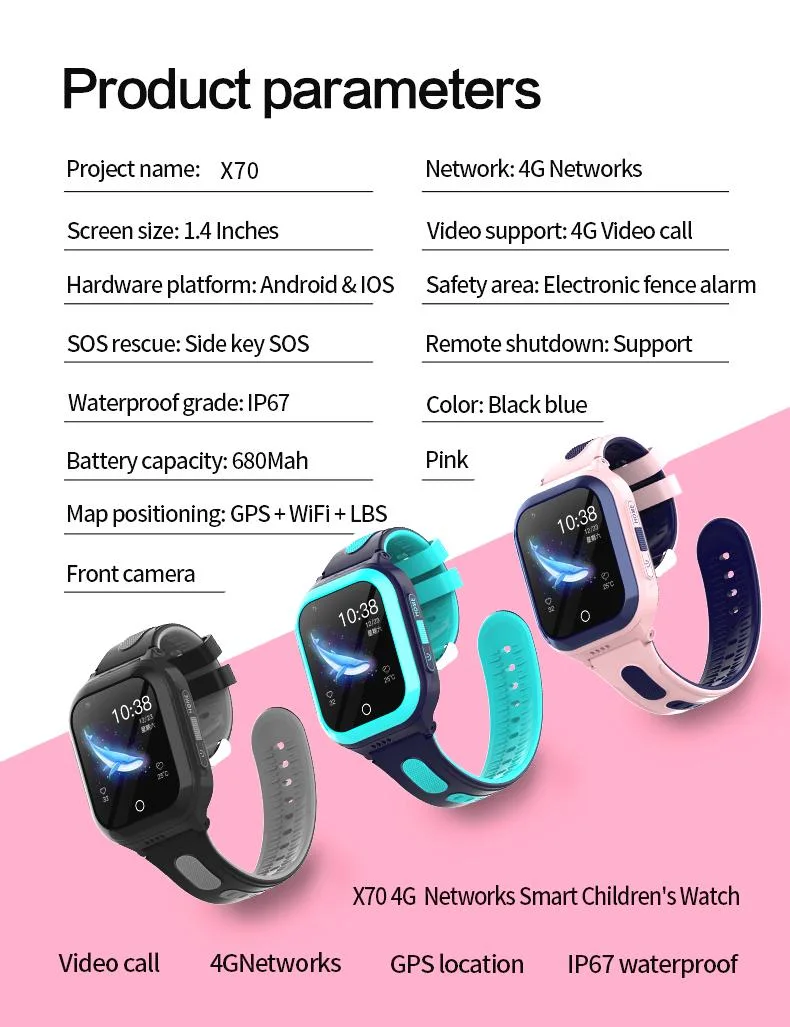 GPS Tracker pour enfants Smart Watch Wrist téléphone portable à écran tactile Smartwatch pour enfants