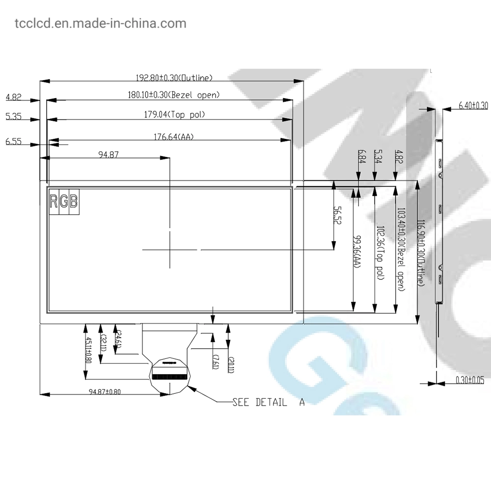 8 Inch 800X480 TFT LCD Display Module 50 Pins Used for Intelligent Home Appliances