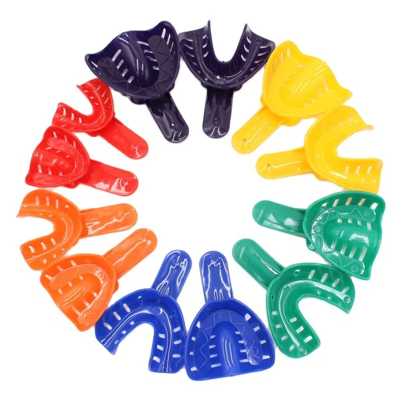 Autoclavable Dental Impression Trays - 12PCS, Perforated Yellow, Blue, Green, Pink, Light Blue