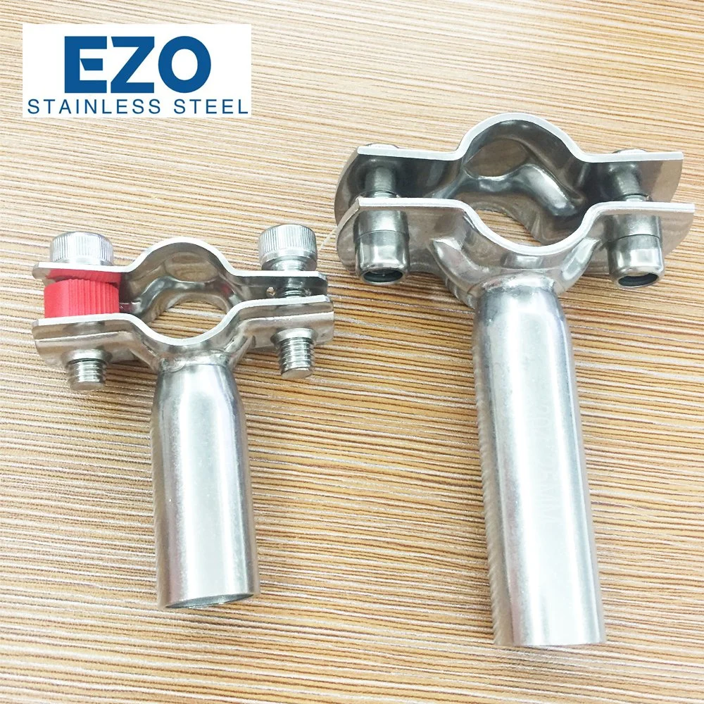 Stainless Steel Sanitary SMS Double Bolted Round Welding Pipe Support Bracket