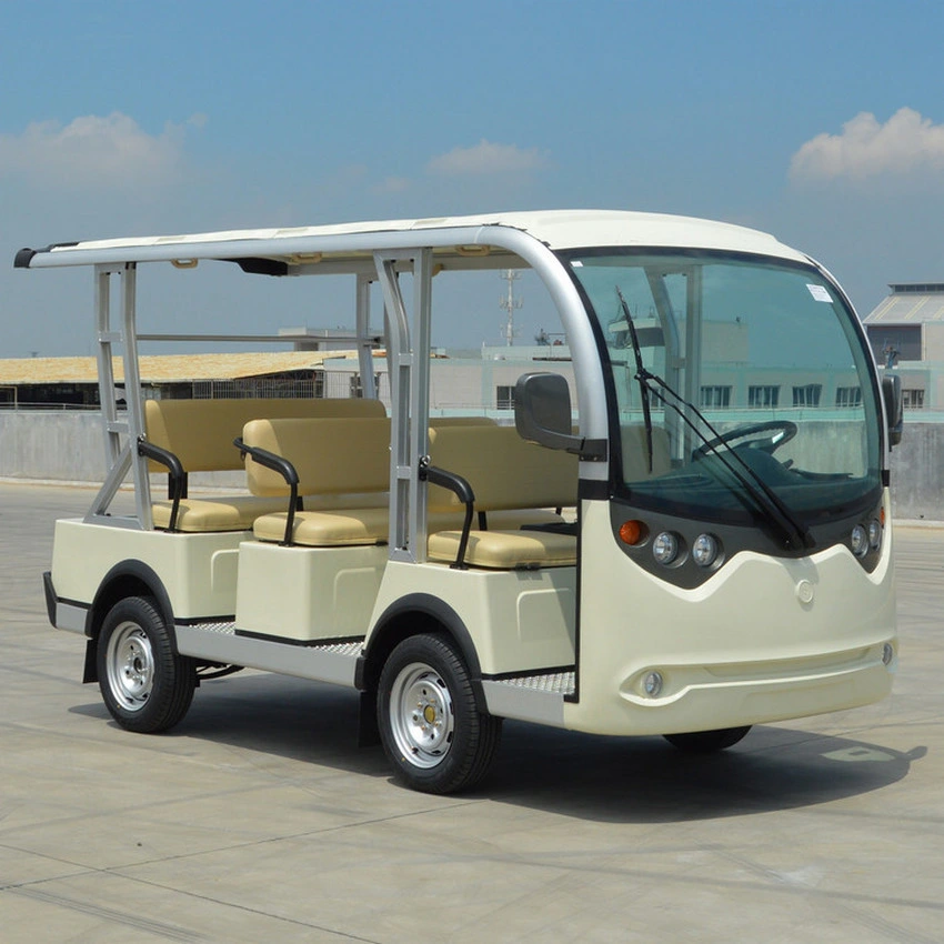 Parque de diversões Veículo turístico elétrico alimentado por bateria de 48V, com quatro rodas, ônibus de turismo, transporte de miniônibus.