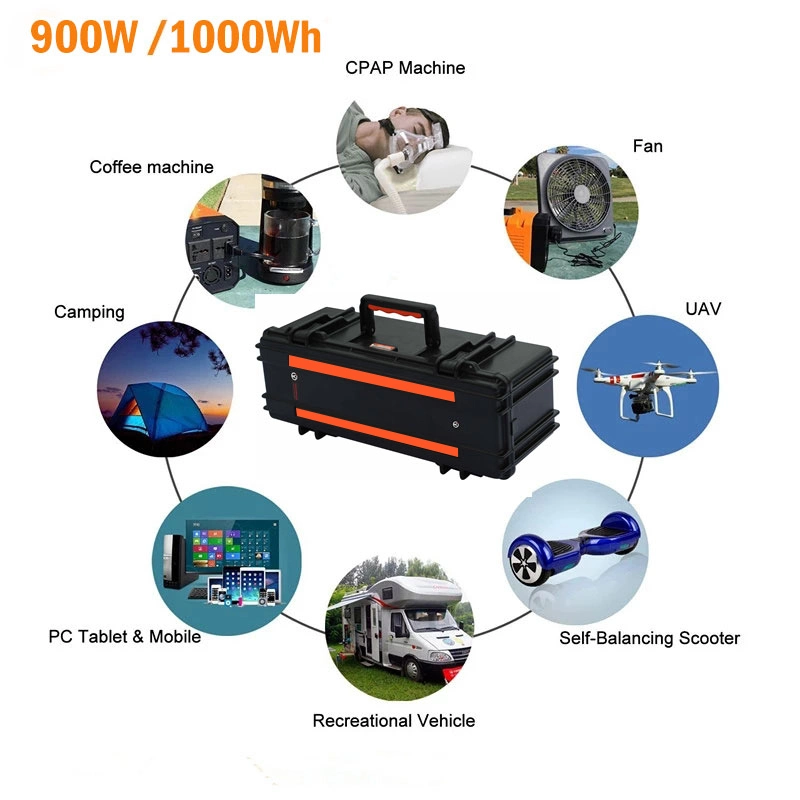 1000wh Pure Sine Wave Inverter Lithium Solar Geneartor Battery for Camping Outdor Life Travel