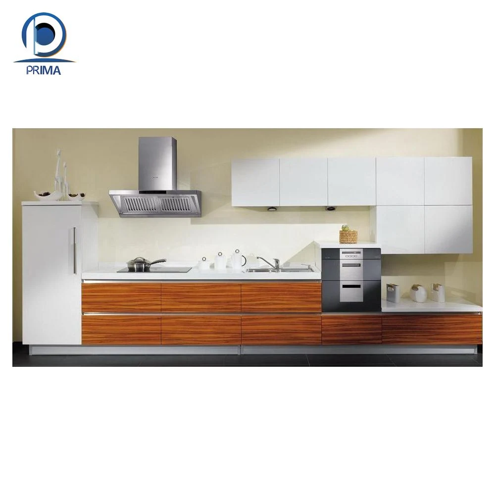 Prima Cocina Cupboard de madera Acero inoxidable Mobiliario de Casa Armario de Cocina