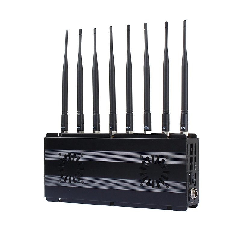 Table réglable Bureau Mobile Cell Phone jammer avec 8 antennes 3G 4G signal téléphonique Blocker avec GPS 2.4G