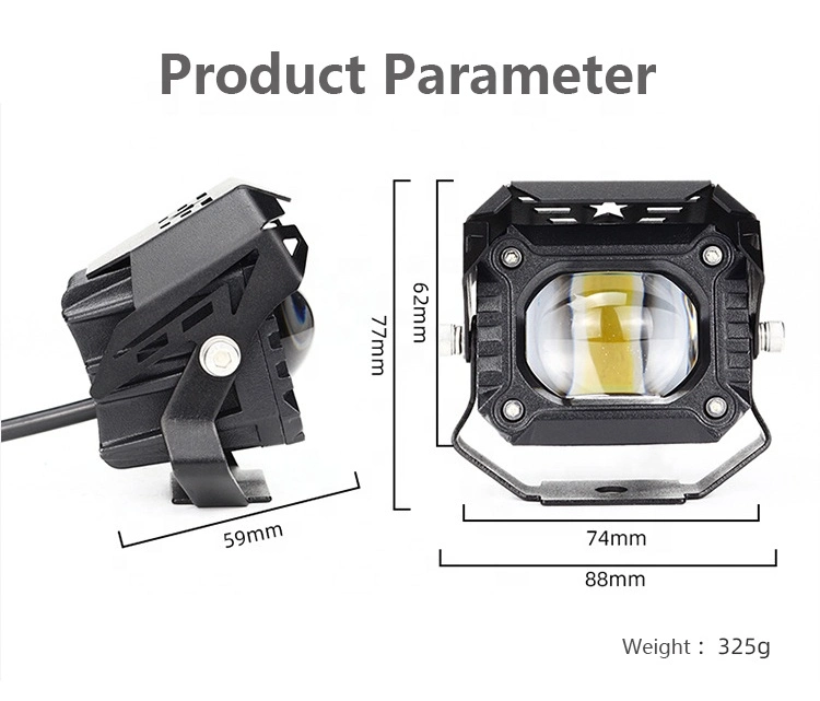 Interrupteur filaire de rétroéclairage 20 W, mini-feux de conduite à LED, faible, élevé Phares à LED à lentille auxiliaire pour moto