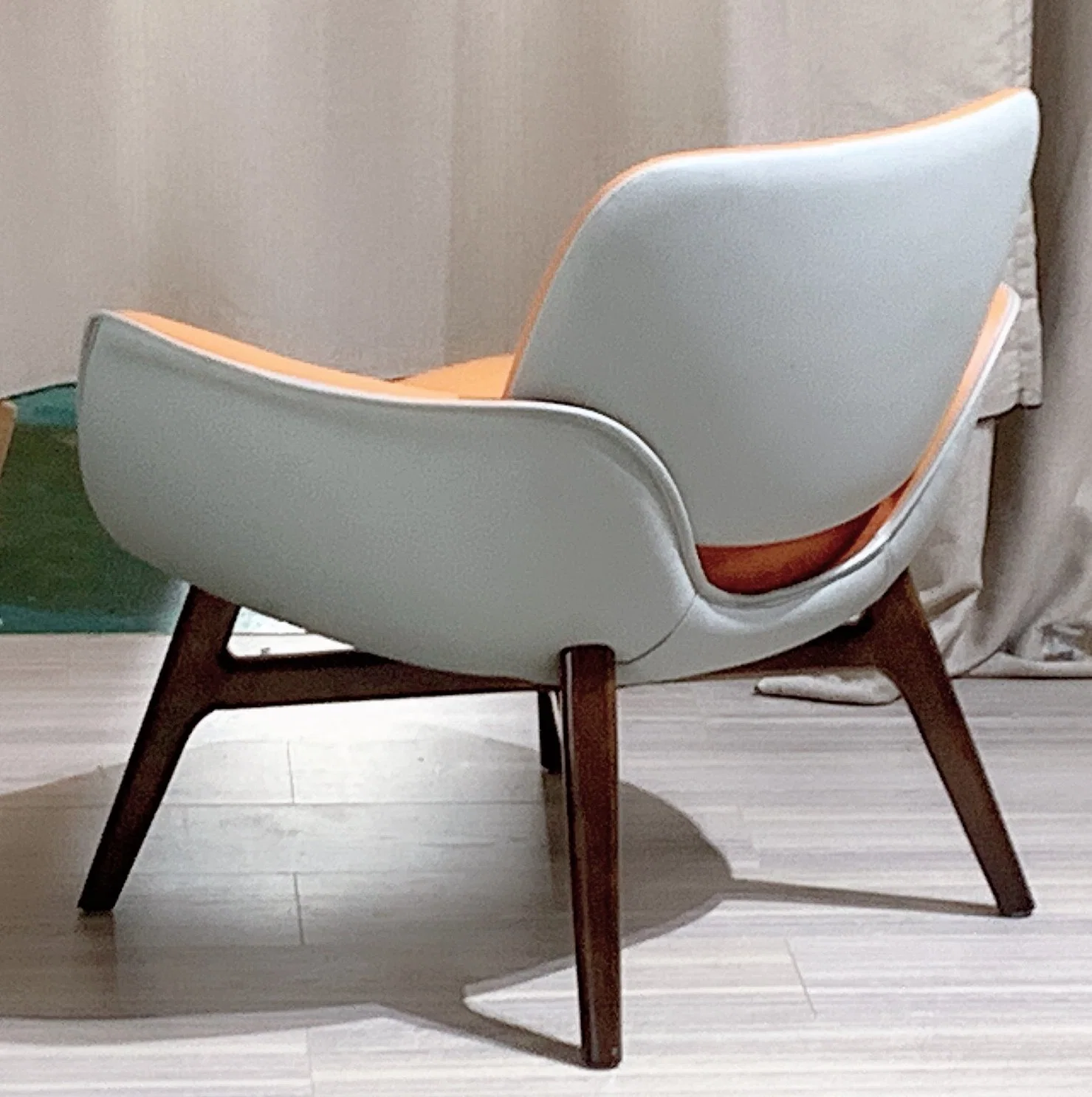 Modern Plywood Shell Accent Living Room Bedroom Leather Chair