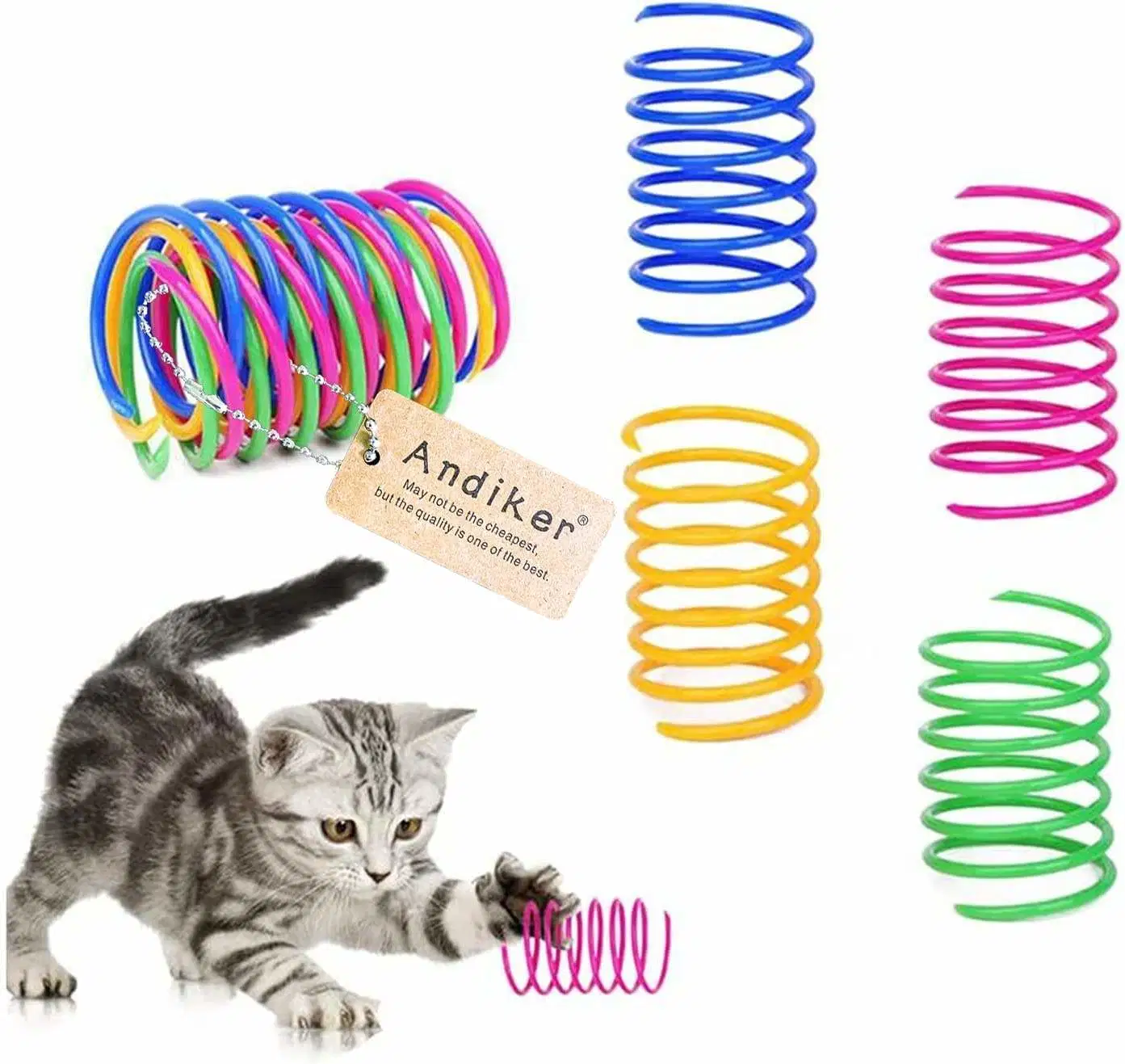 Hot Selling 4PCS Durable Heavy Plastic Cat Spiral Spring Interactive Cat Toy