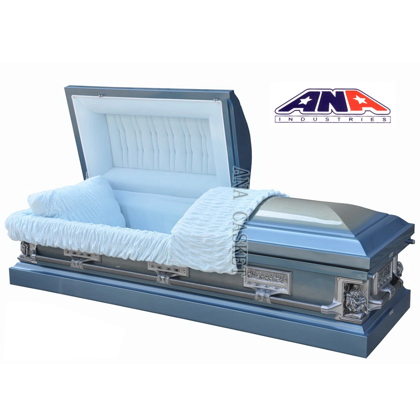 Ana 18ga Brush Blue Steel Casket for Funeral