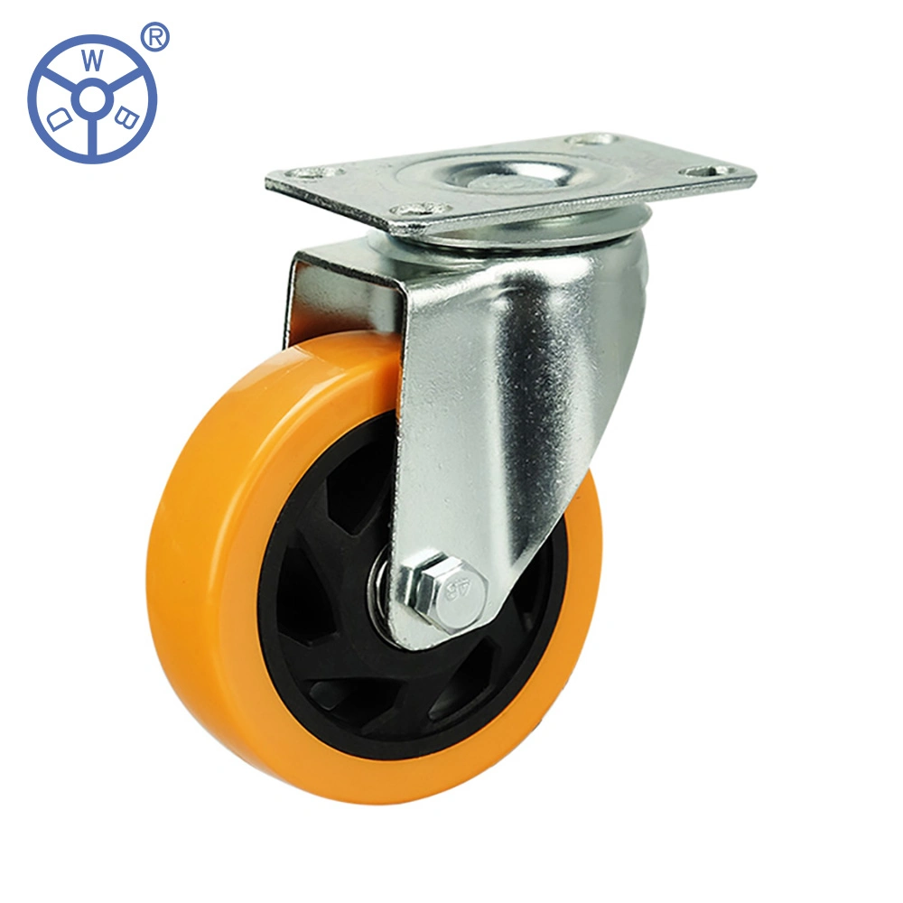 Wbd High quality/High cost performance  3inch 4inch Orange PVC Castor Wheels Swivel Top Plate Brake