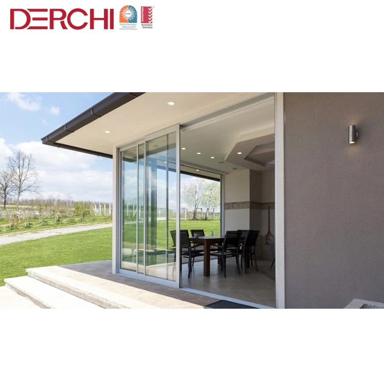 Double Tempered Glass Exterior Aluminum Sliding Doors Hurricane-Proof and Water-Proof Exterior Balcony Side Patio Door