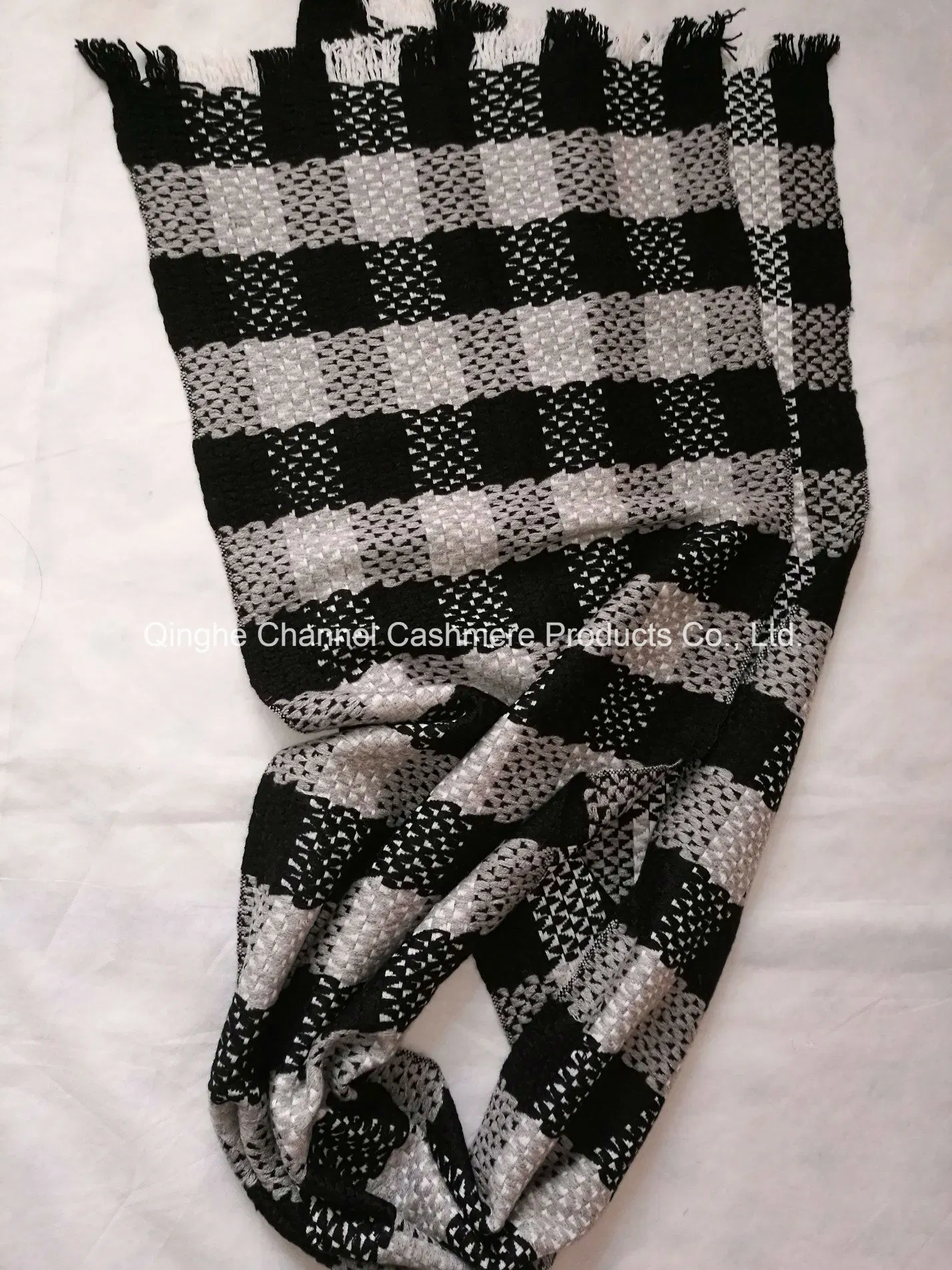 Cashmere 50% Wool 50% Diamond Jacquard Plaid Shawl