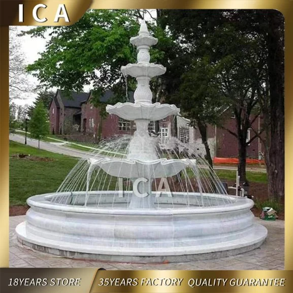 Outdoor Garden Fountain Marble Layer Water Fountain Stone Fountain with Horse