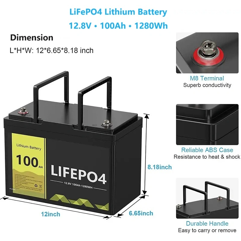 12V 12,8v 100Ah LiFePO4 Akku-Klasse A Medizinprodukt wiederaufladbar Solarenergiespeicher Haus Energiesystem