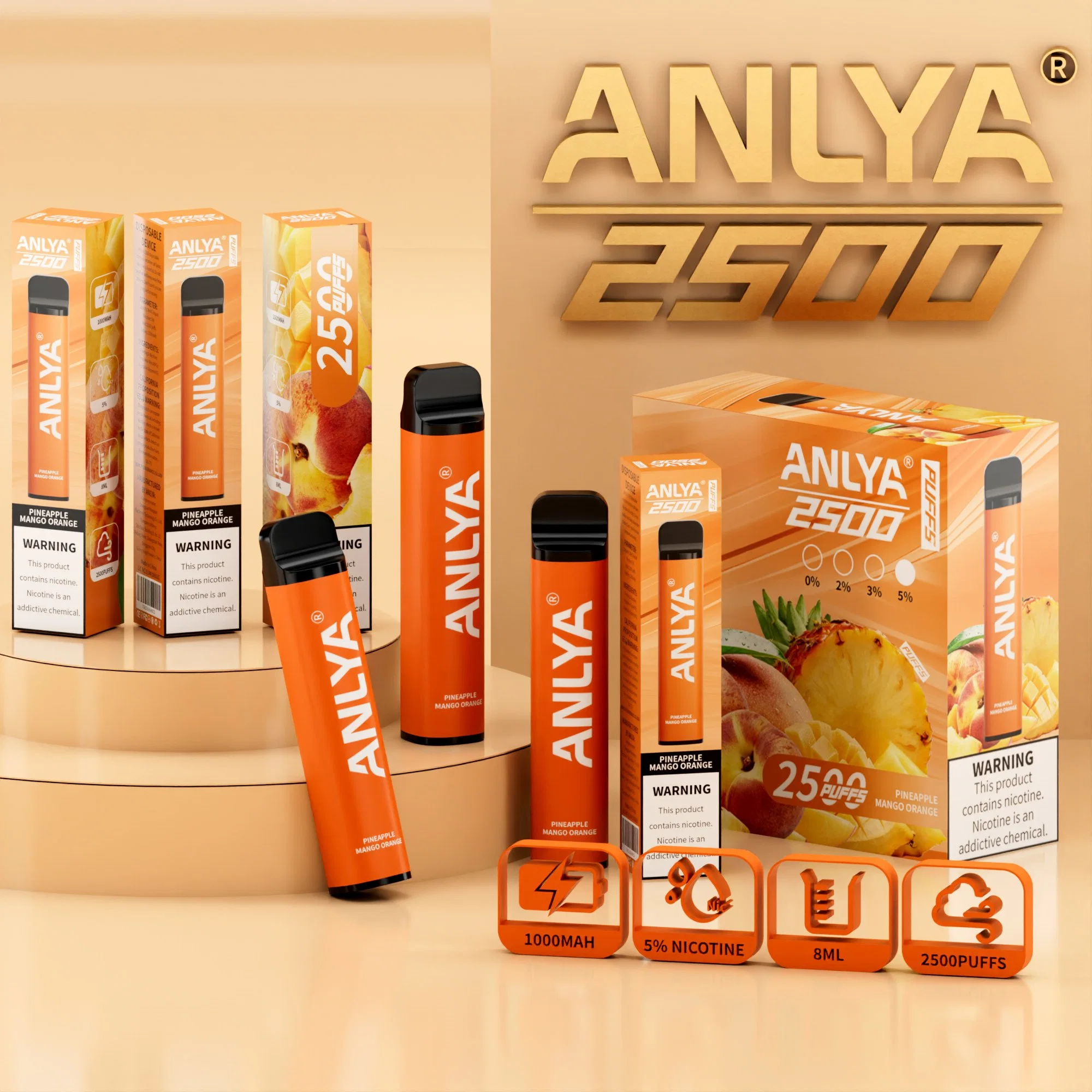 Mini vape original Anlya 2500 Puff desechable Vaporizer Pot Factory Precio Mayorista/Proveedor