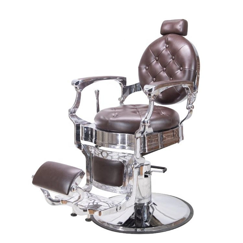 Gray Vintage Barber Chair Leather Beauty Salon Furniture Luxury Style