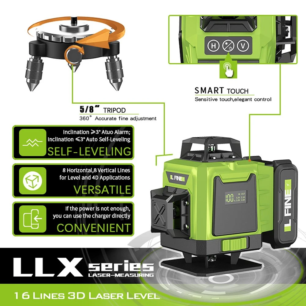 Laser Level 360 Self Leveling - Accurate 16 Lines Laser Level Tool