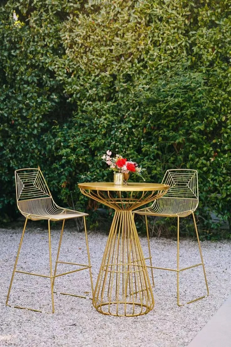 Chaise de bar en acier inoxydable doré pour mariage