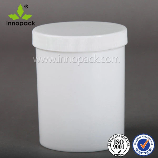 1L Wide Mouth White Plastic Bottle Container with Inner Cap Lid