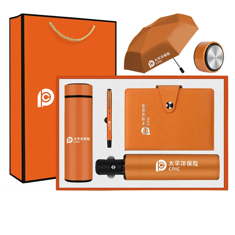 Luxury Office Business Logo Promotional Gift Set with Pen USB Vacuum Cup Notebook Diary