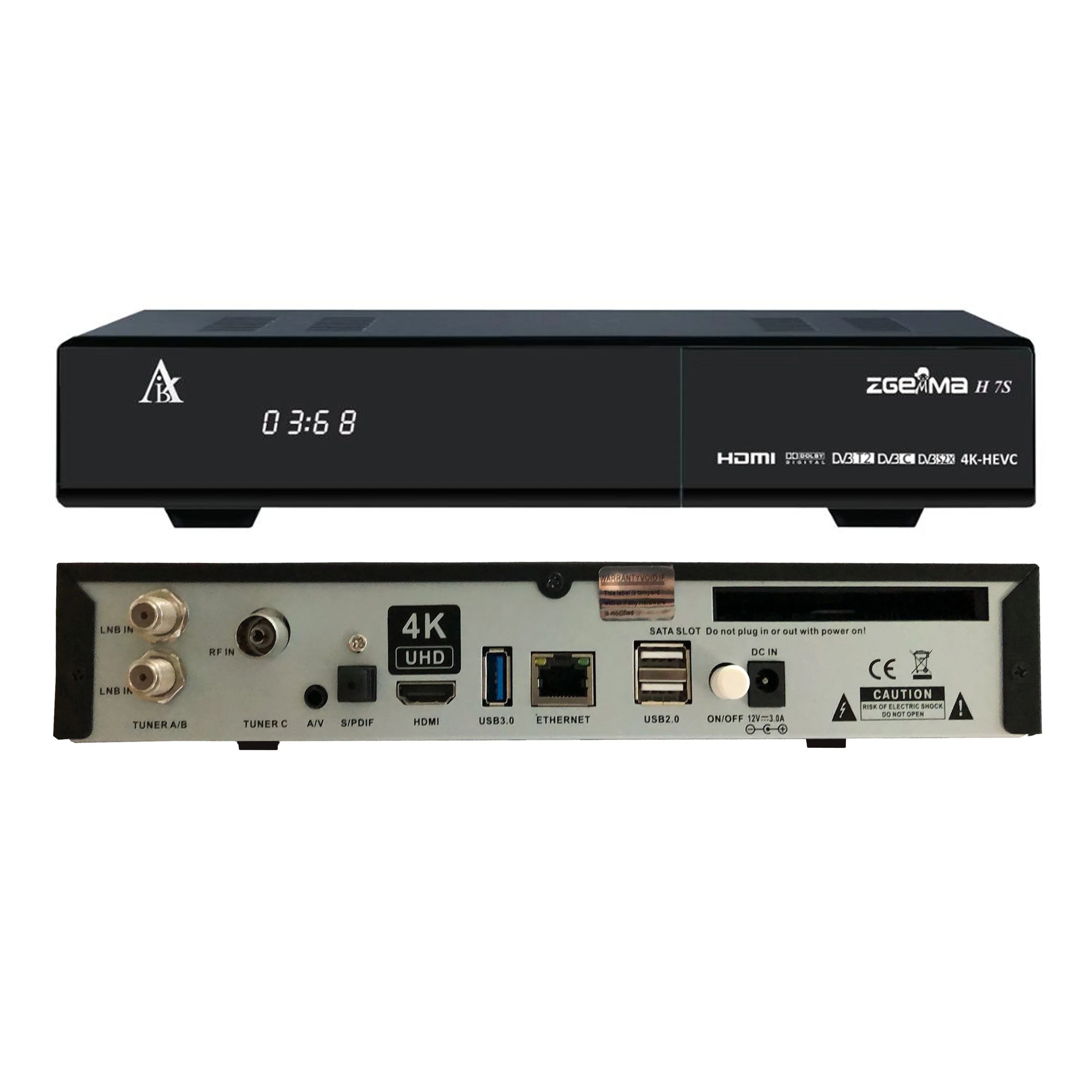 Zgemma H7s Satellite TV Receiver - Enigma2 Linux OS, 2*DVB-S2/S2X + DVB-T2/C Hybrid Tuner, UHD 4K Resolution TV Decoder